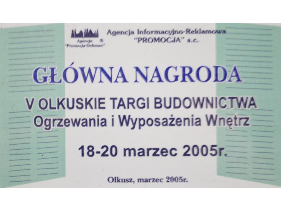 Główna Nagroda V Olkuskich Targów Budownictwa, Ogrzewania i Wyposażenia Wnętrz